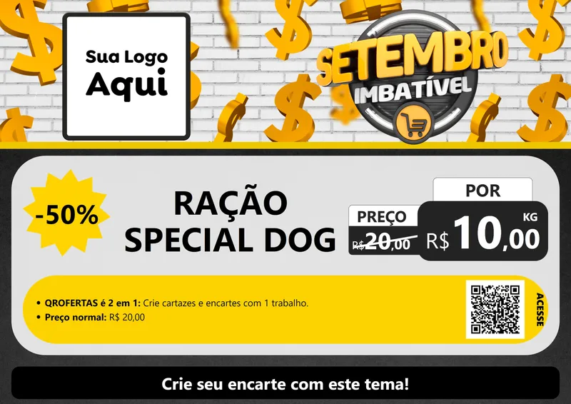 Modelo de Cartaz para Cartaz A4 Horizontal com o tema Setembro Imbatível para Pet Shop