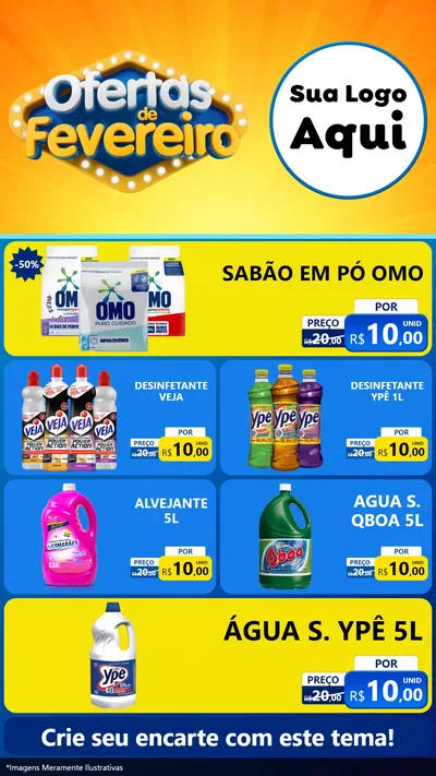 Modelo de TV para TV Vertical com o tema Ofertas de Fevereiro para Produtos de Limpeza
