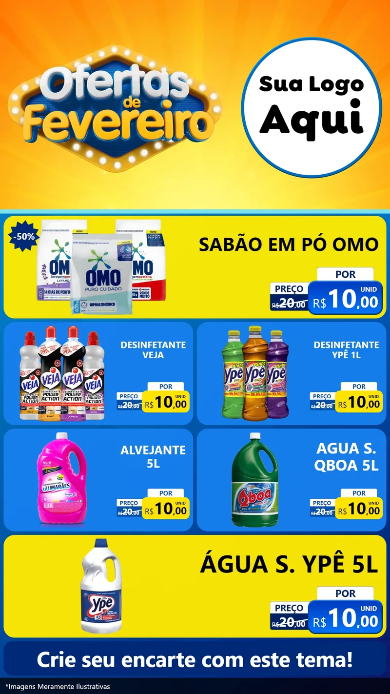 Modelo de TV para TV Vertical com o tema Ofertas de Fevereiro para Produtos de Limpeza