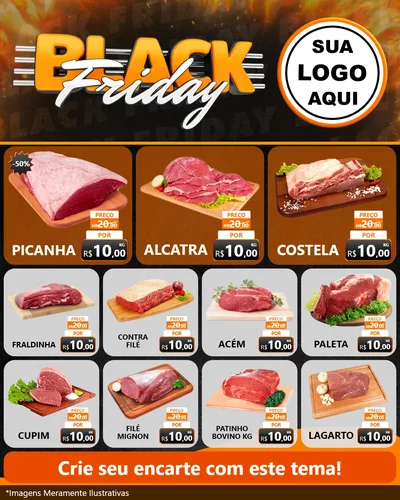 Modelo de Rede Social para Feed Instagram com o tema Black Friday para Açougue