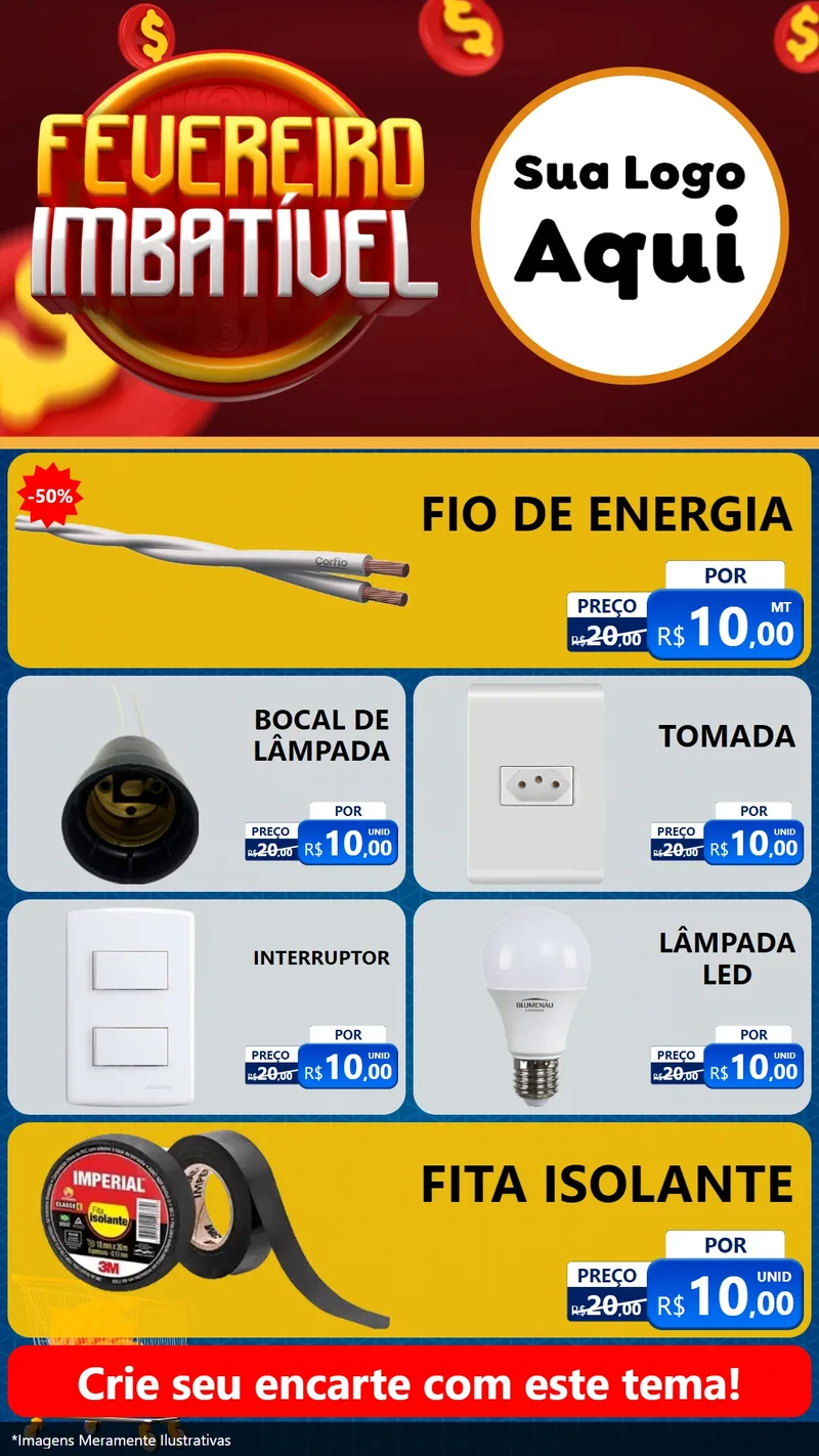 Modelo de TV para TV Vertical com o tema Fevereiro Imbatível para Materiais Elétricos