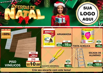 Modelo de Encarte para Encarte A4 Horizontal com o tema Ofertas de Natal para Material para Construção