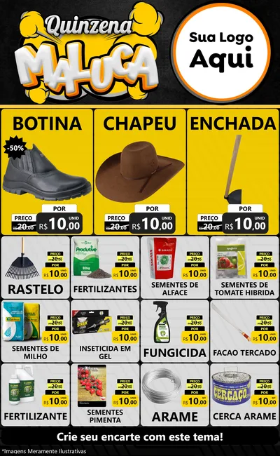 Modelo de Encarte para Encarte Grande com o tema Quinzena Maluca para Agropecuária
