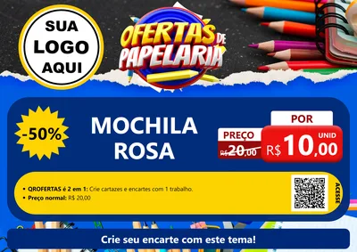 Modelo de Cartaz para Cartaz A4 Horizontal com o tema Ofertas de Papelaria para Papelaria