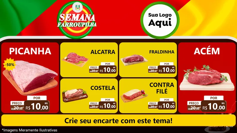 Modelo de TV para TV Horizontal com o tema Semana Farroupilha para Açougue
