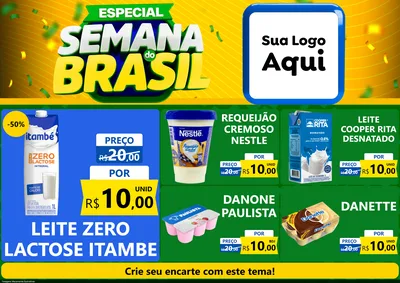 Modelo de Encarte para Encarte A4 Horizontal com o tema Especial Semana do Brasil para Frios e Laticínios