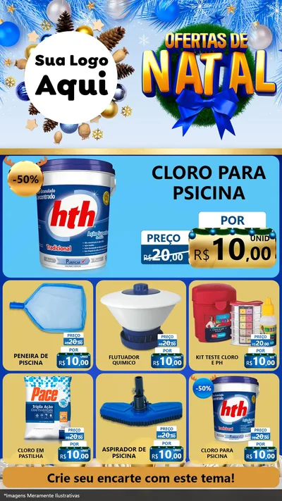 Modelo de Rede Social para Stories com o tema Ofertas de Natal para Produtos para Piscina