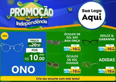Modelo de Encarte para Encarte A4 Horizontal com o tema Promoção da Independência para Óticas