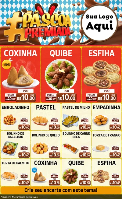 Modelo de Encarte para Encarte Grande com o tema Páscoa Premiada para Salgadaria