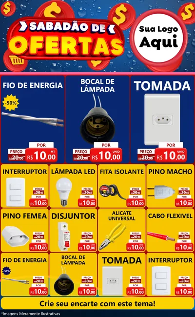 Modelo de Encarte para Encarte Grande com o tema Sabadão de Ofertas para Materiais Elétricos