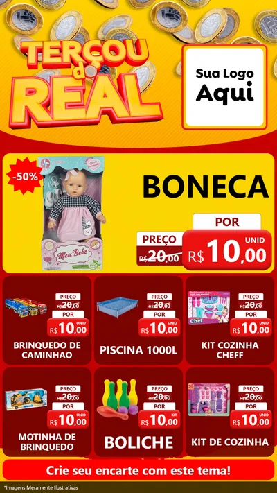 Modelo de Rede Social para Stories com o tema Terçou do Real para Brinquedos