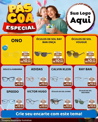 Modelo de Rede Social para Feed Instagram com o tema Páscoa Especial para Óticas