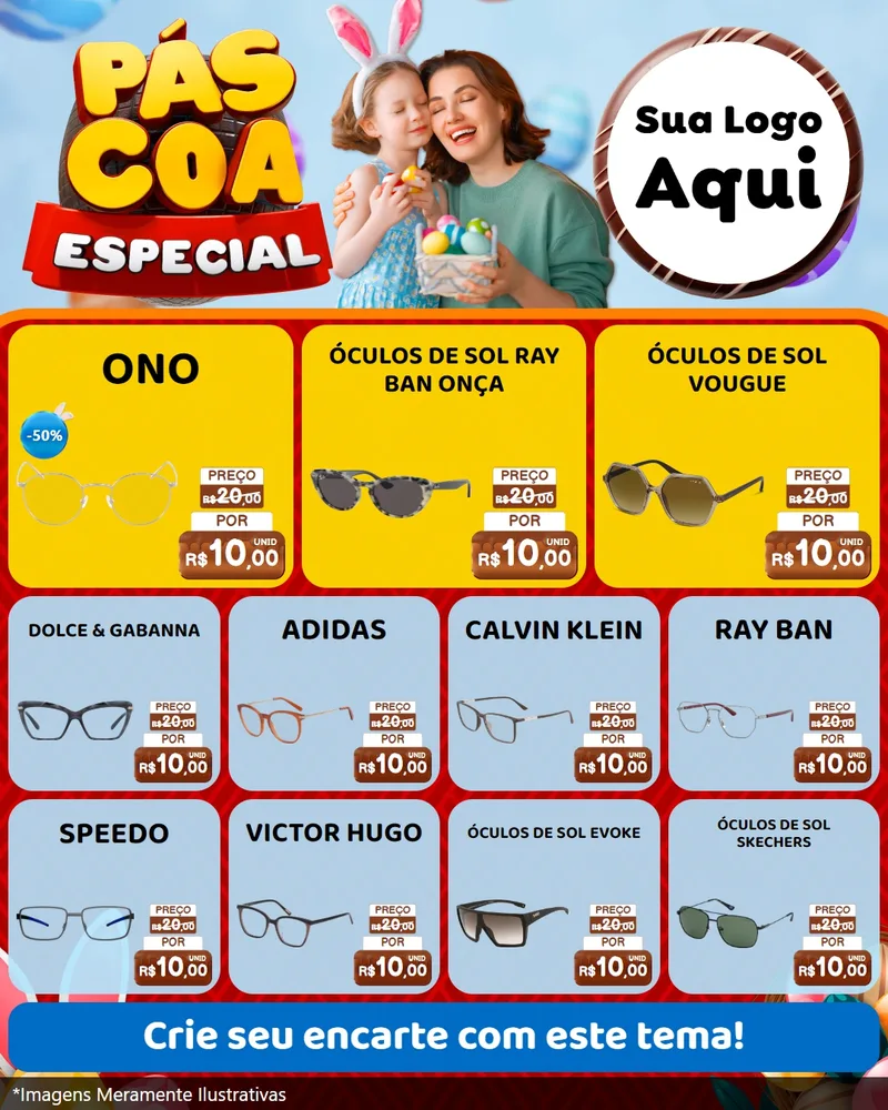 Modelo de Rede Social para Feed Instagram com o tema Páscoa Especial para Óticas