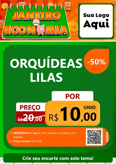 Modelo de Cartaz para Cartaz A4 Vertical com o tema Janeiro da Economia para Floricultura e jardim
