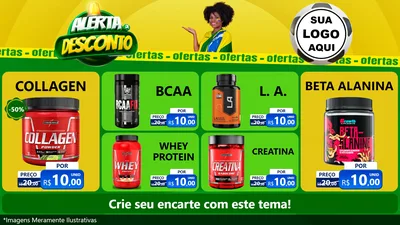 Modelo de TV para TV Horizontal com o tema Alerta de Desconto para Suplementos alimentares