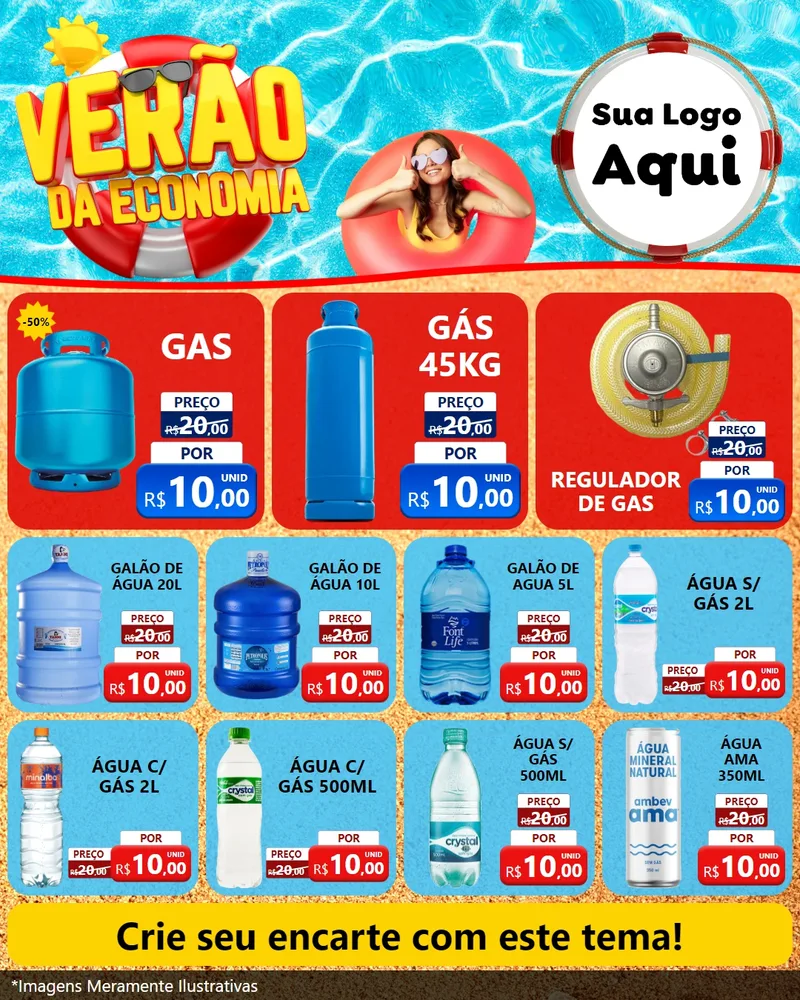 Modelo de Rede Social para Feed Instagram com o tema Verão da Economia para Água e gás