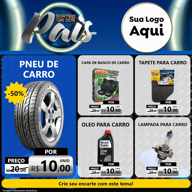 Modelo de Rede Social para Feed Facebook com o tema Sorteio Dia Dos Pais para Auto peças