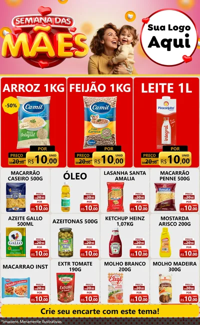 Modelo de Encarte para Encarte Grande com o tema Semana das Mães para Supermercado