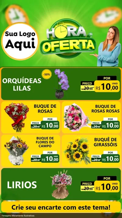 Modelo de TV para TV Vertical com o tema Hora da Oferta para Floricultura e jardim