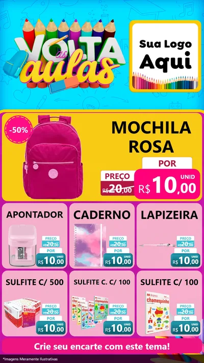 Modelo de Rede Social para Stories com o tema Volta às Aulas para Papelaria