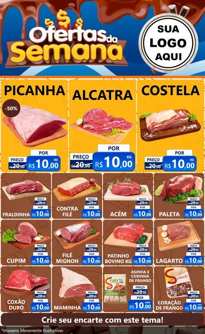 Modelo de Encarte para Encarte Grande com o tema Ofertas da Semana - Páscoa para Açougue