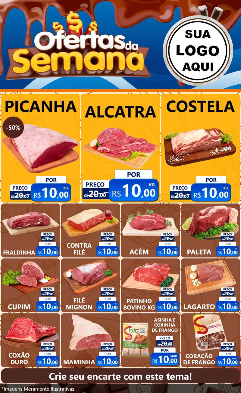 Modelo de Encarte para Encarte Grande com o tema Ofertas da Semana - Páscoa para Açougue