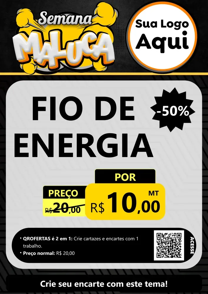 Modelo de Cartaz para Cartaz A4 Vertical com o tema Semana Maluca para Materiais Elétricos