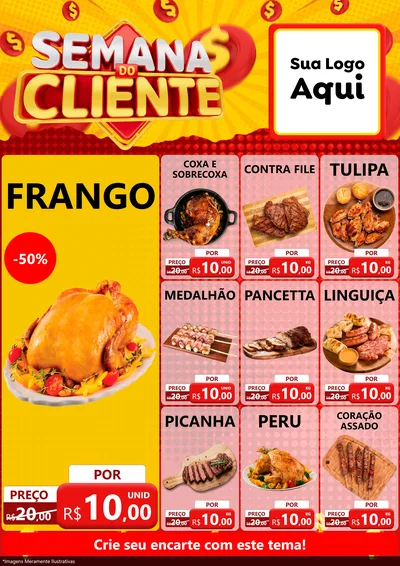 Modelo de Encarte para Encarte A4 Vertical com o tema Semana do Cliente para Assados