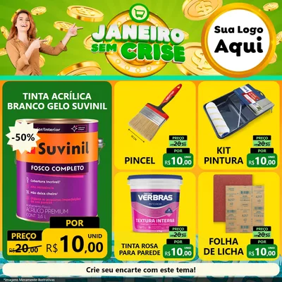 Modelo de Rede Social para Feed Facebook com o tema Janeiro Sem Crise para Tintas e Ferramentas