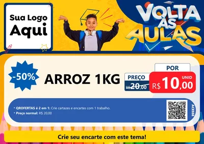 Modelo de Cartaz para Cartaz A4 Horizontal com o tema Volta Às Aulas para Supermercado