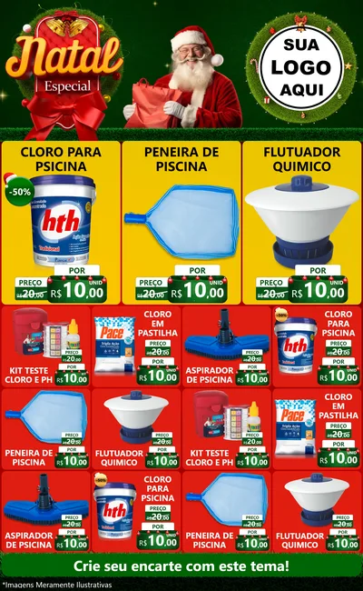 Modelo de Encarte para Encarte Grande com o tema Natal Especial para Produtos para Piscina