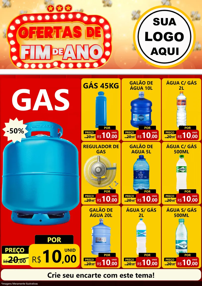 Modelo de Encarte para Encarte A4 Vertical com o tema Ofertas de Fim de Ano para Água e gás