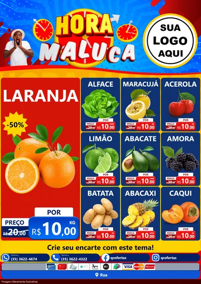 Modelo de Encarte para Encarte A4 Vertical com o tema Hora Maluca para Hortifrúti