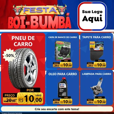 Modelo de Rede Social para Feed Facebook com o tema Festa Boi Bumbá para Auto peças