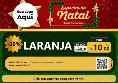 Modelo de Cartaz para Cartaz A4 Horizontal com o tema Especial de Natal para Hortifrúti
