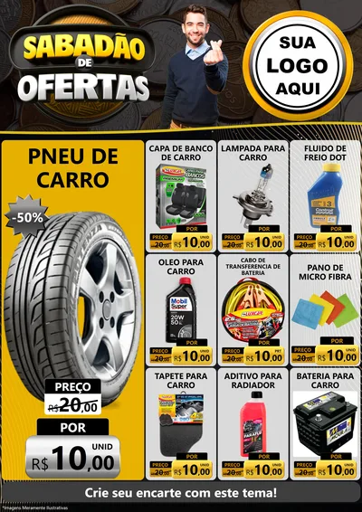 Modelo de Encarte para Encarte A4 Vertical com o tema Sabadão de Ofertas para Auto peças