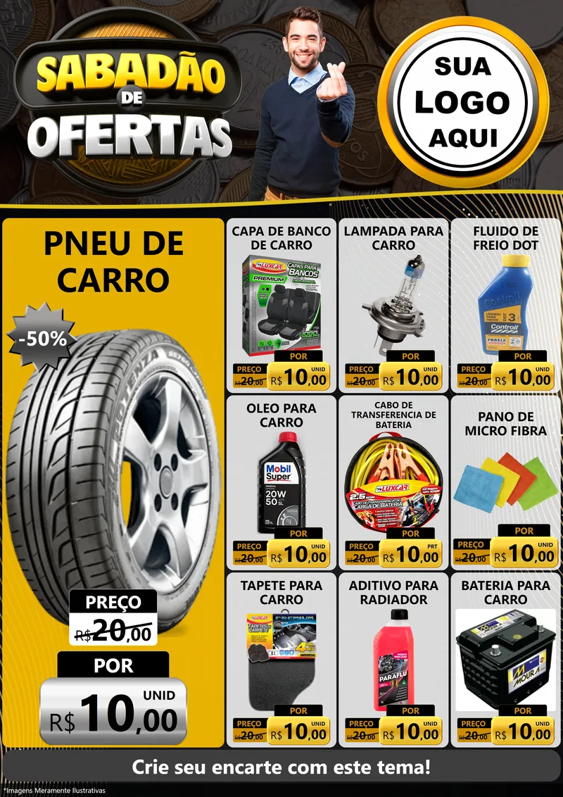 Modelo de Encarte para Encarte A4 Vertical com o tema Sabadão de Ofertas para Auto peças