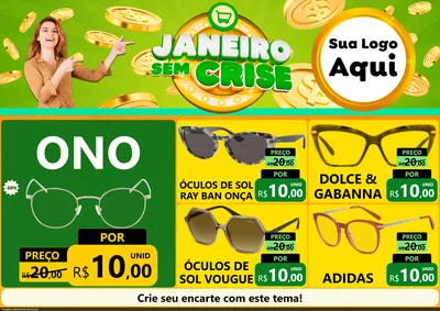 Modelo de Encarte para Encarte A4 Horizontal com o tema Janeiro Sem Crise para Óticas