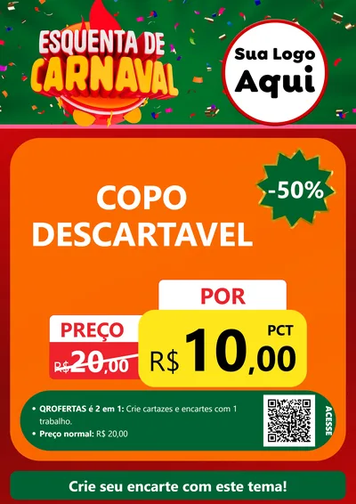 Modelo de Cartaz para Cartaz A4 Vertical com o tema Esquenta de Carnaval para Embalagens