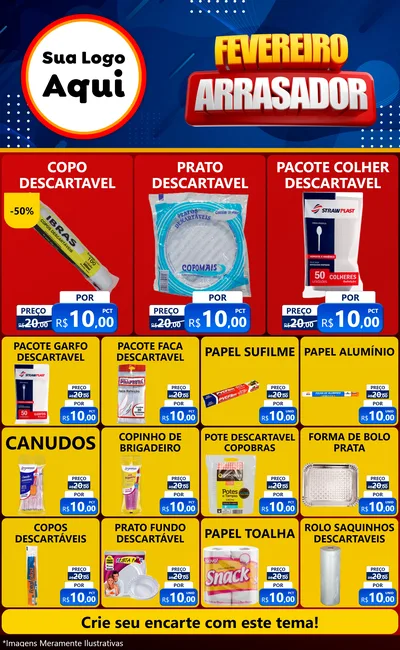Modelo de Encarte para Encarte Grande com o tema Fevereiro Arrasador para Embalagens