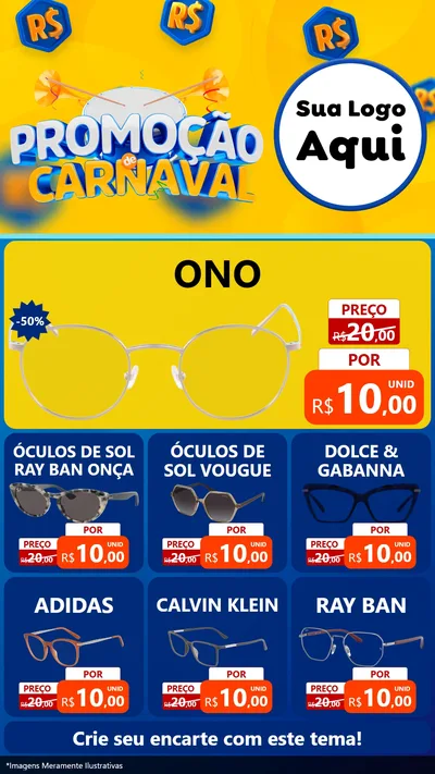 Modelo de Rede Social para Stories com o tema Promoção de Carnaval para Óticas