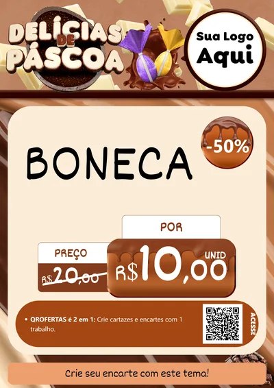 Modelo de Cartaz para Cartaz A4 Vertical com o tema Delícias de Páscoa para Brinquedos