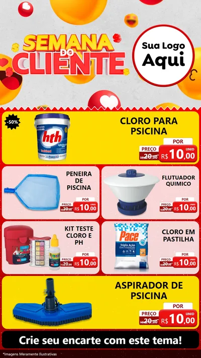 Modelo de TV para TV Vertical com o tema Semana do Cliente para Produtos para Piscina