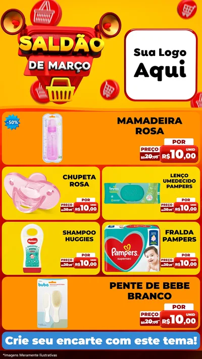 Modelo de TV para TV Vertical com o tema Saldão de Março para Bebês