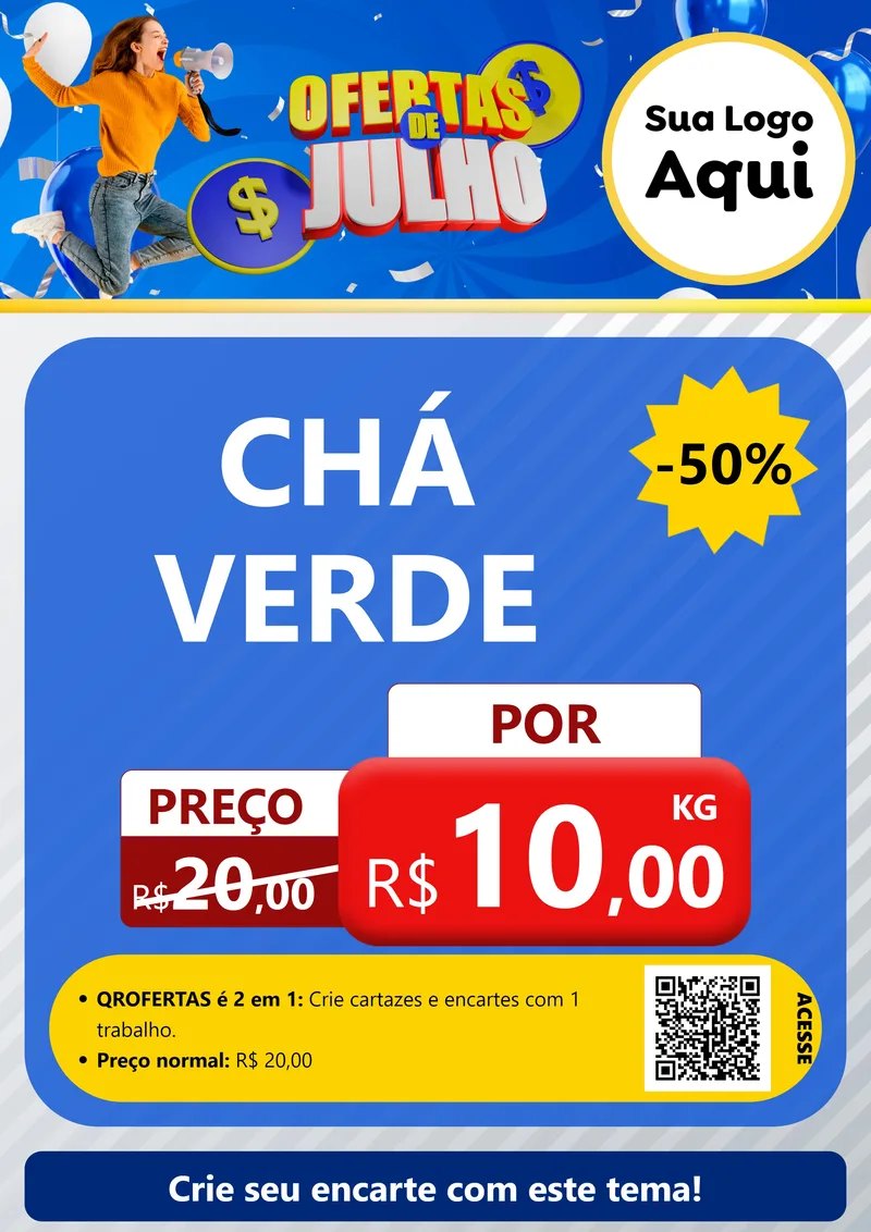 Modelo de Cartaz para Cartaz A4 Vertical com o tema Ofertas de Julho para Produtos Naturais