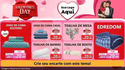 Modelo de TV para TV Horizontal com o tema Valentine's Day para Cama, Mesa e Banho