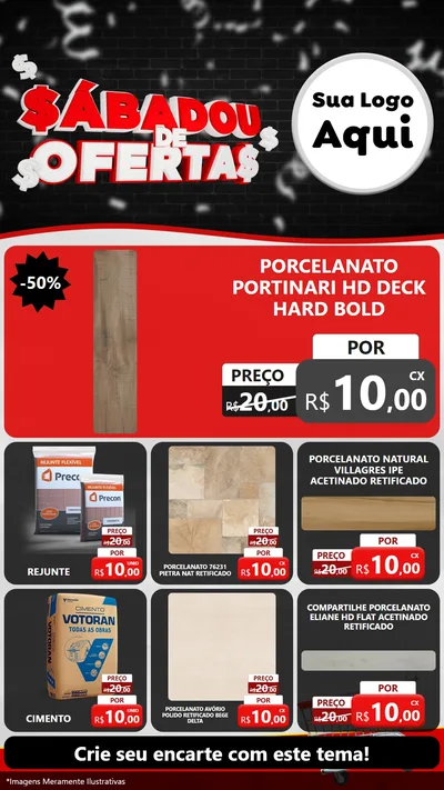 Modelo de Rede Social para Stories com o tema Sabadou de Ofertas para Pisos e revestimentos