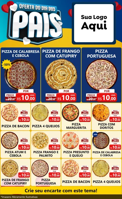Modelo de Encarte para Encarte Grande com o tema Oferta Do Dia Dos Pais para Pizzaria