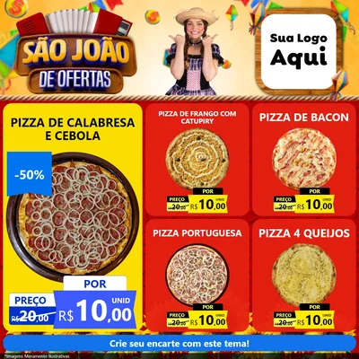 Modelo de Rede Social para Feed Facebook com o tema São João de Ofertas para Pizzaria