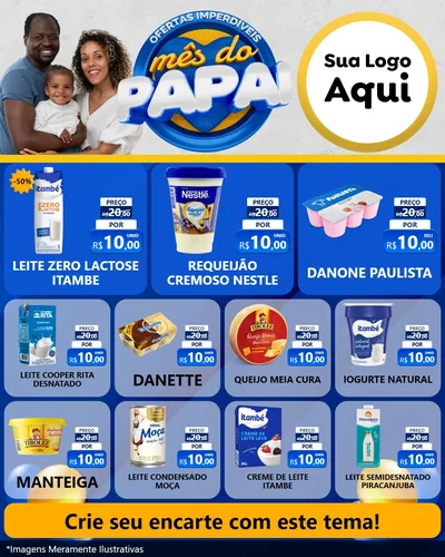 Modelo de Rede Social para Feed Instagram com o tema Ofertas Imperdíveis Mês Do Papai para Frios e Laticínios